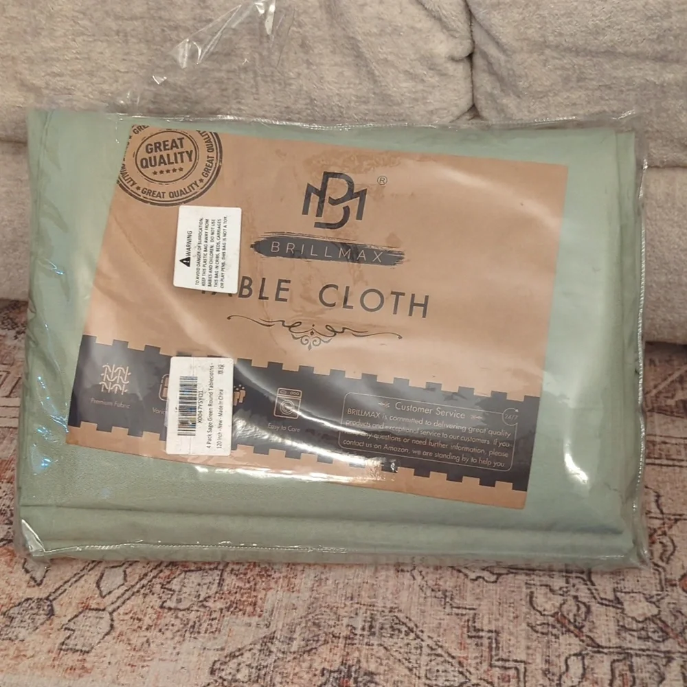 BRILLMAX 4 Pack Sage Green Round Tablecloths 120 Inch for 60” Tables - 150 GSM P